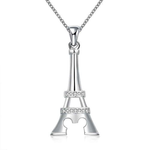 silver pendant Tower shaped insets collier femme margarida 7 1 ELY