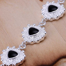 silver plated bracelet men Epoxy black triangle one direction wedding HBH 48 ELY