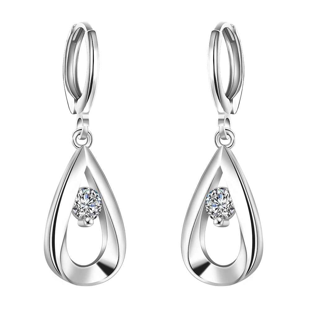 silver plated earings jewelry Teardrop-shaped drop brinco bijoux femme ELY
