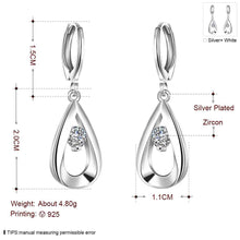 silver plated earings jewelry Teardrop-shaped drop brinco bijoux femme ELY