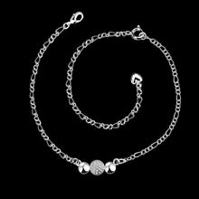 silver plated jewelry anklets Beads connected ankle bracelet men jewelry ELY