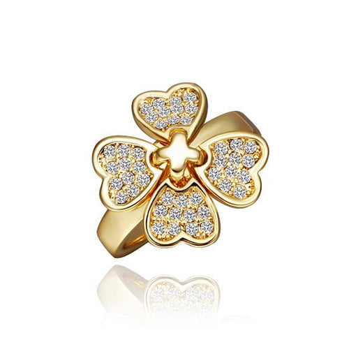 18K Gold Plated engagement ring four flower ring men joyas213 ELY