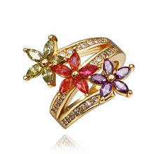 18k gold plated wedding rings violetta red flower k anel de ouro Hand Madeball223 ELY