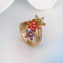 18k gold plated wedding rings violetta red flower k anel de ouro Hand Madeball223 ELY