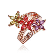 18k gold plated wedding rings violetta red flower k anel de ouro Hand Madeball223 ELY