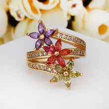 18k gold plated wedding rings violetta red flower k anel de ouro Hand Madeball223 ELY