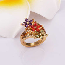 18k gold plated wedding rings violetta red flower k anel de ouro Hand Madeball223 ELY