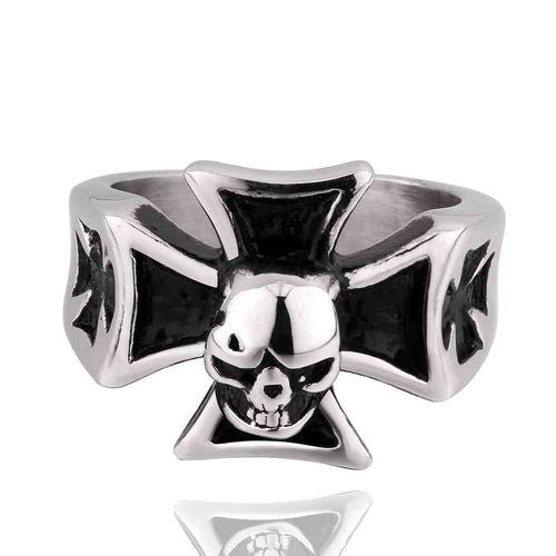 Maya stainless steel ring skull cross anel ruby jewelry MAYAR 11 ELY
