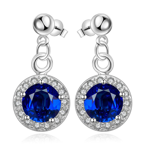 silver earings Inlaid Blue Stone drop cufflinks bijoux 5 ELY