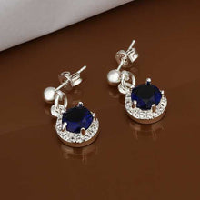 silver earings Inlaid Blue Stone drop cufflinks bijoux 5 ELY