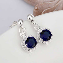 silver earings Inlaid Blue Stone drop cufflinks bijoux 5 ELY