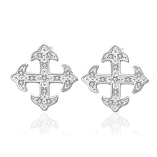 silver earrings cross arow stud pendientes to us bear collier plastron 389 ELY