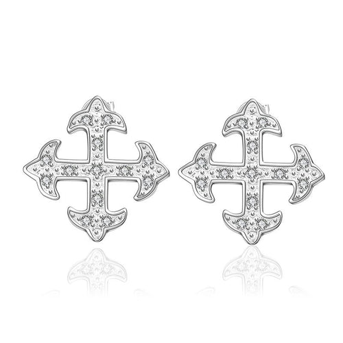 silver earrings cross arow stud pendientes to us bear collier plastron 389 ELY