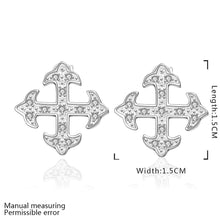 silver earrings cross arow stud pendientes to us bear collier plastron 389 ELY