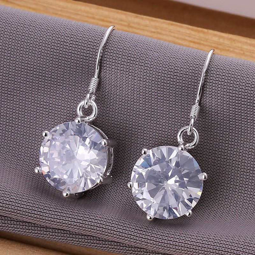 silver earrings Zircon drop cufflinks Jewelry European Style ELY