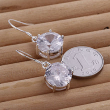 silver earrings Zircon drop cufflinks Jewelry European Style ELY