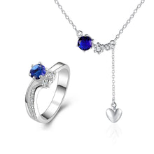 silver jewelry set red drop heart R+N Sets Factory 4 ELY