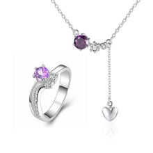 silver jewelry set red drop heart R+N Sets Factory 4 ELY