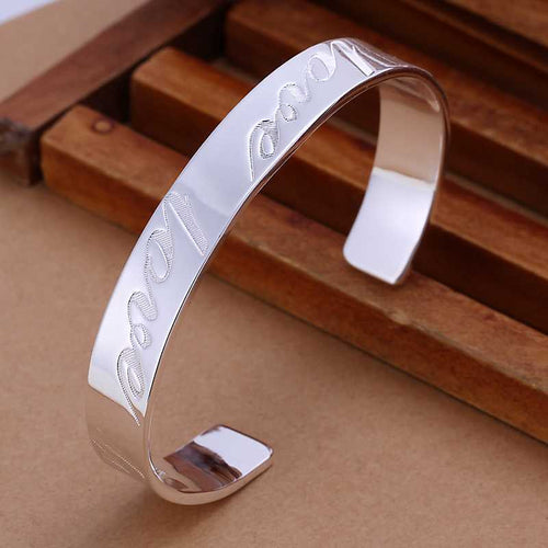 silver plated bangles Love women pulseras bijouterie SMTB 14 ELY