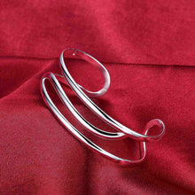 silver plated bangles Triple line women bracelet bijoux femme SMTB 46 ELY