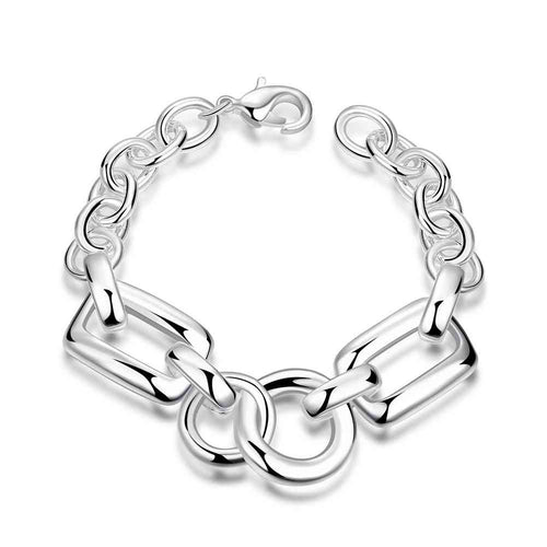 silver plated bracelet men Multi loop anchor Hand Madeball464 ELY