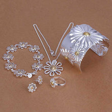 silver plated jewelry sets Chrysanthemum 5 Pieces Sets african jewelry set floating charms 86 ELY