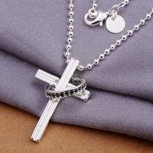 silver plated necklace Cross collares119 ELY