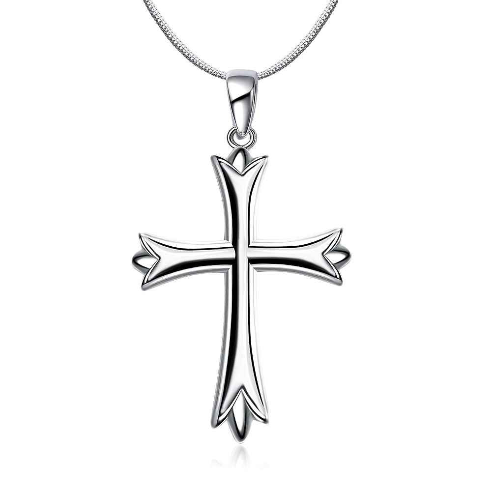 silver plated necklace Cross collares119 ELY