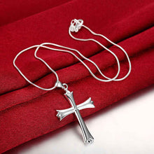 silver plated necklace Cross collares119 ELY