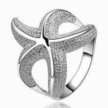 silver plated rings sea star hurge aneis men jewelry 538 ELY