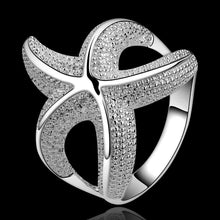 silver plated rings sea star hurge aneis men jewelry 538 ELY
