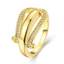 Trendy 18k gold plated engagement ring Curved insets anillos sport ELY