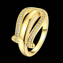 Trendy 18k gold plated engagement ring Curved insets anillos sport ELY