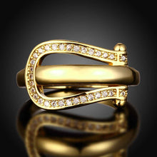 Trendy 18k gold plated engagement ring Curved insets anillos sport ELY