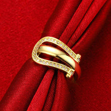 Trendy 18k gold plated engagement ring Curved insets anillos sport ELY