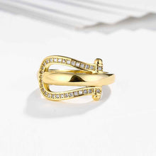 Trendy 18k gold plated engagement ring Curved insets anillos sport ELY