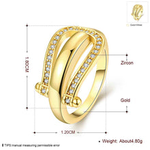 Trendy 18k gold plated engagement ring Curved insets anillos sport ELY