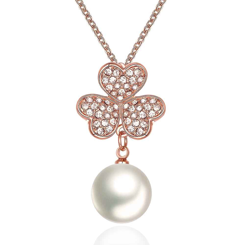 Trendy 18k gold plated pendant three leaf flower beads rose golden corrente de prata masculina horloge1 1 ELY