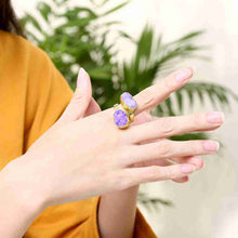 Trendy Quartz Crystal rings for men Crape myrtle flowers bague femme bone283 ELY
