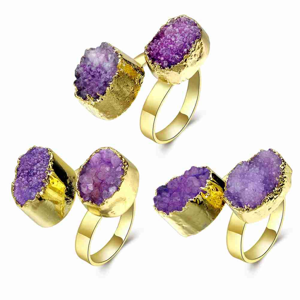 Trendy Quartz Crystal rings for men Crape myrtle flowers bague femme bone283 ELY