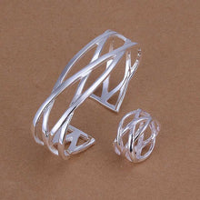 Trendy silver jewelry set Cross Bangle&Ring african jewelry set Costume Jewellery 73 ELY