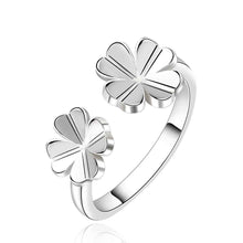 Trendy silver plated Engagement rings open two flower men ring bijoux 45 ELY