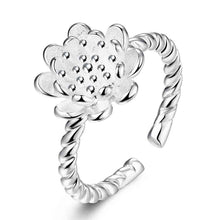 Trendy silver plated Engagement rings open two flower men ring bijoux 45 ELY