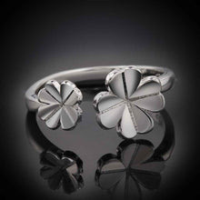 Trendy silver plated Engagement rings open two flower men ring bijoux 45 ELY