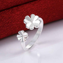 Trendy silver plated Engagement rings open two flower men ring bijoux 45 ELY