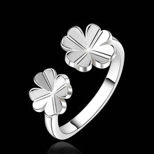 Trendy silver plated Engagement rings open two flower men ring bijoux 45 ELY