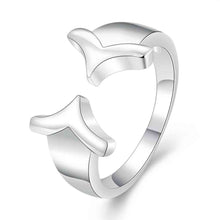 Trendy silver plated Engagement rings open two flower men ring bijoux 45 ELY