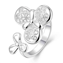 Trendy silver plated Engagement rings open two flower men ring bijoux 45 ELY