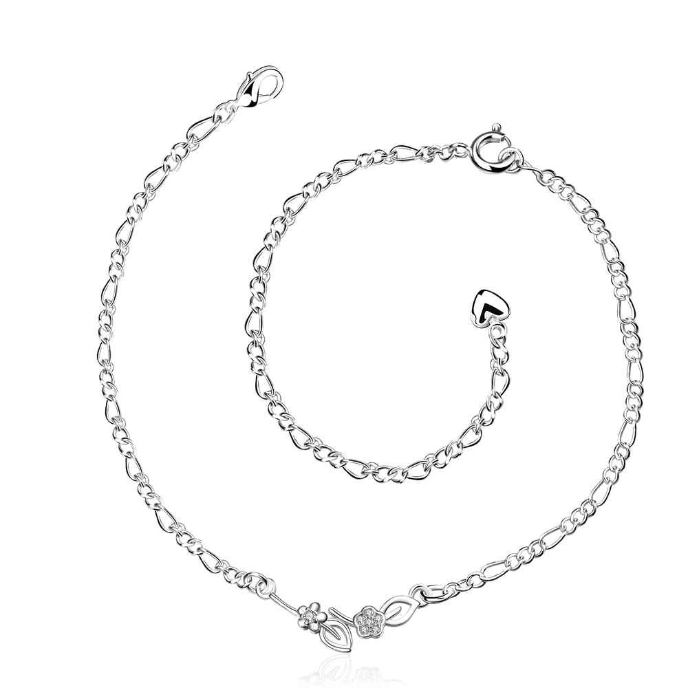 Trendy silver plated anklet Front line foot chain horloge HBA 3 ELY