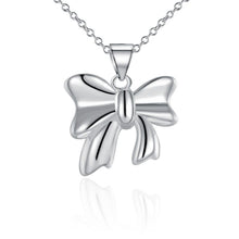 Trendy silver plated necklace women cute Bow collane Elegant2 ELY